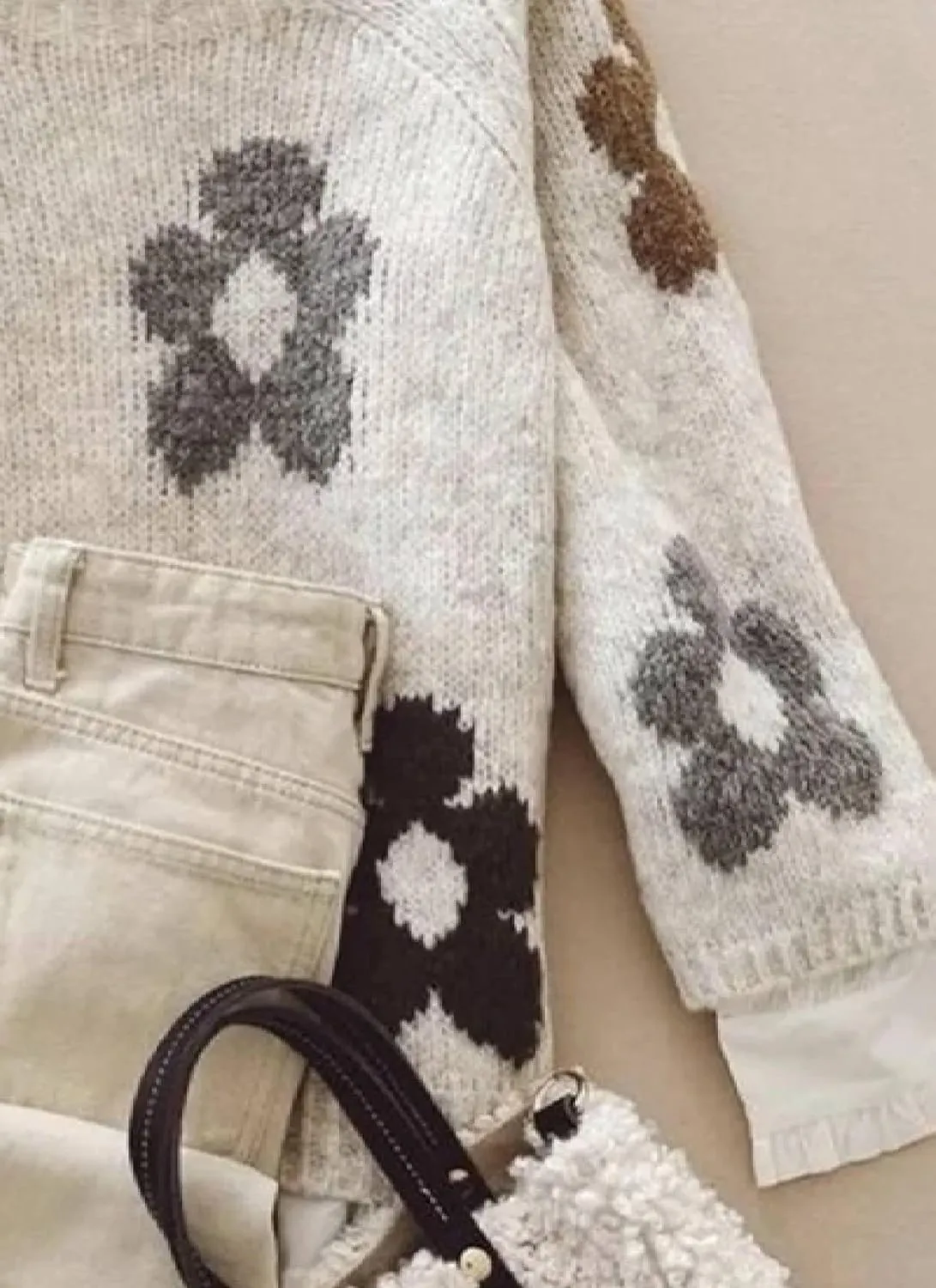 Women's Oversized Fair Isle Print Mock Neck Sweaters Long Sleeve Chunky Warm Knit Tops 2025 Spring Pullover Jumpers
