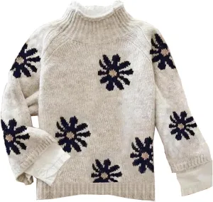 Women's Oversized Fair Isle Print Mock Neck Sweaters Long Sleeve Chunky Warm Knit Tops 2025 Spring Pullover Jumpers