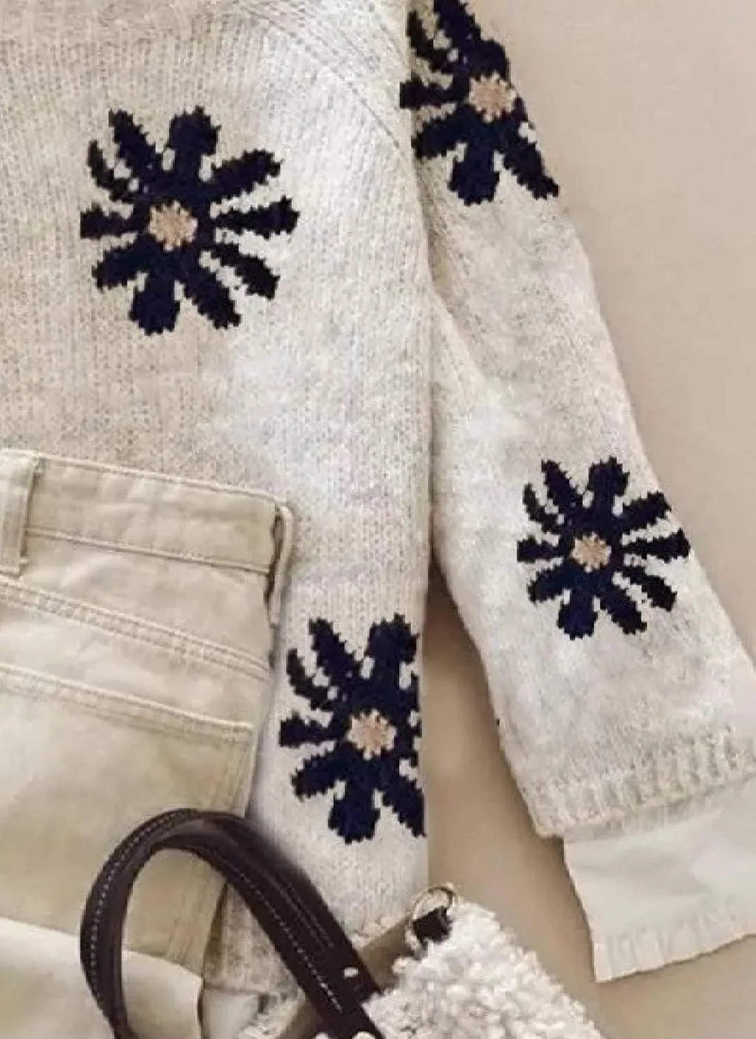 Women's Oversized Fair Isle Print Mock Neck Sweaters Long Sleeve Chunky Warm Knit Tops 2025 Spring Pullover Jumpers