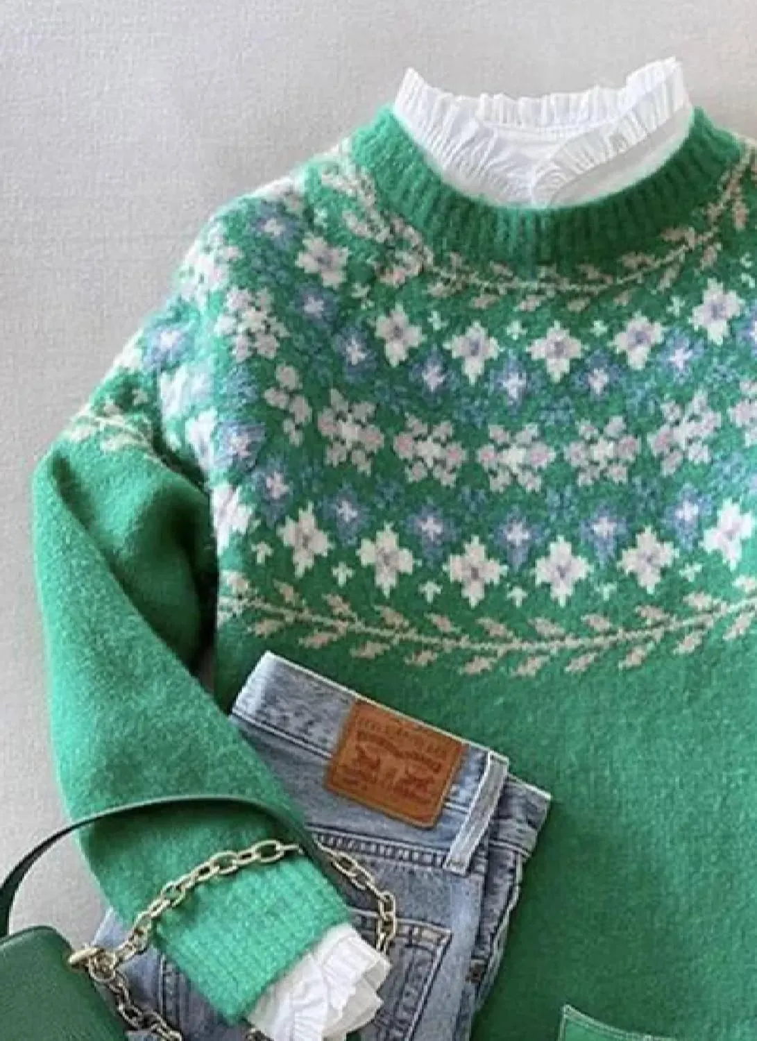 Women's Oversized Fair Isle Print Mock Neck Sweaters Long Sleeve Chunky Warm Knit Tops 2025 Spring Pullover Jumpers