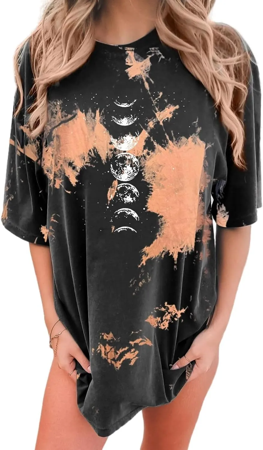 Womens Oversized Graphic Tees Moon Printed Tshirts Butterfly Shirt Vintage Summer Y2K Tops