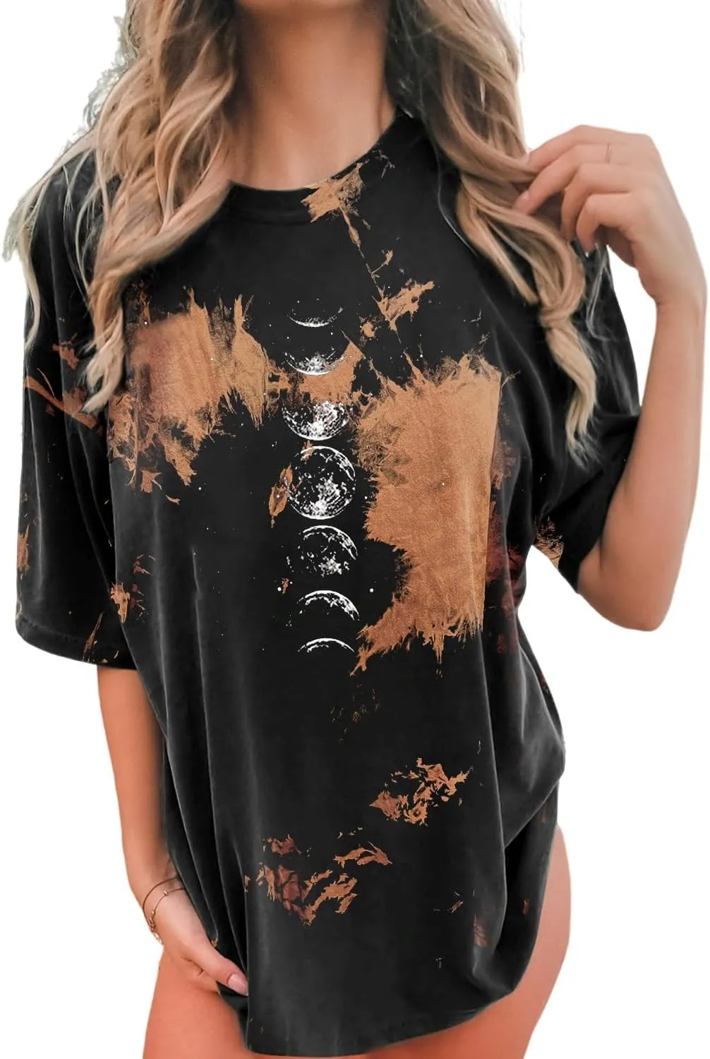 Womens Oversized Graphic Tees Moon Printed Tshirts Butterfly Shirt Vintage Summer Y2K Tops