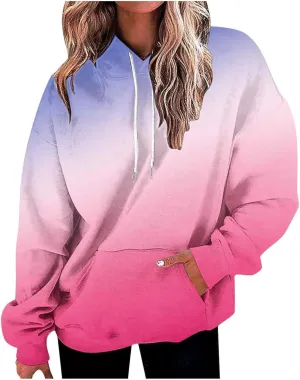 Womens Oversized Sweatshirts Tie Dye Hoodie Sweater Top 2023 Fashion Long Sleeve Pullover with Kangaroo Pockets