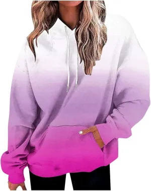 Womens Oversized Sweatshirts Tie Dye Hoodie Sweater Top 2023 Fashion Long Sleeve Pullover with Kangaroo Pockets