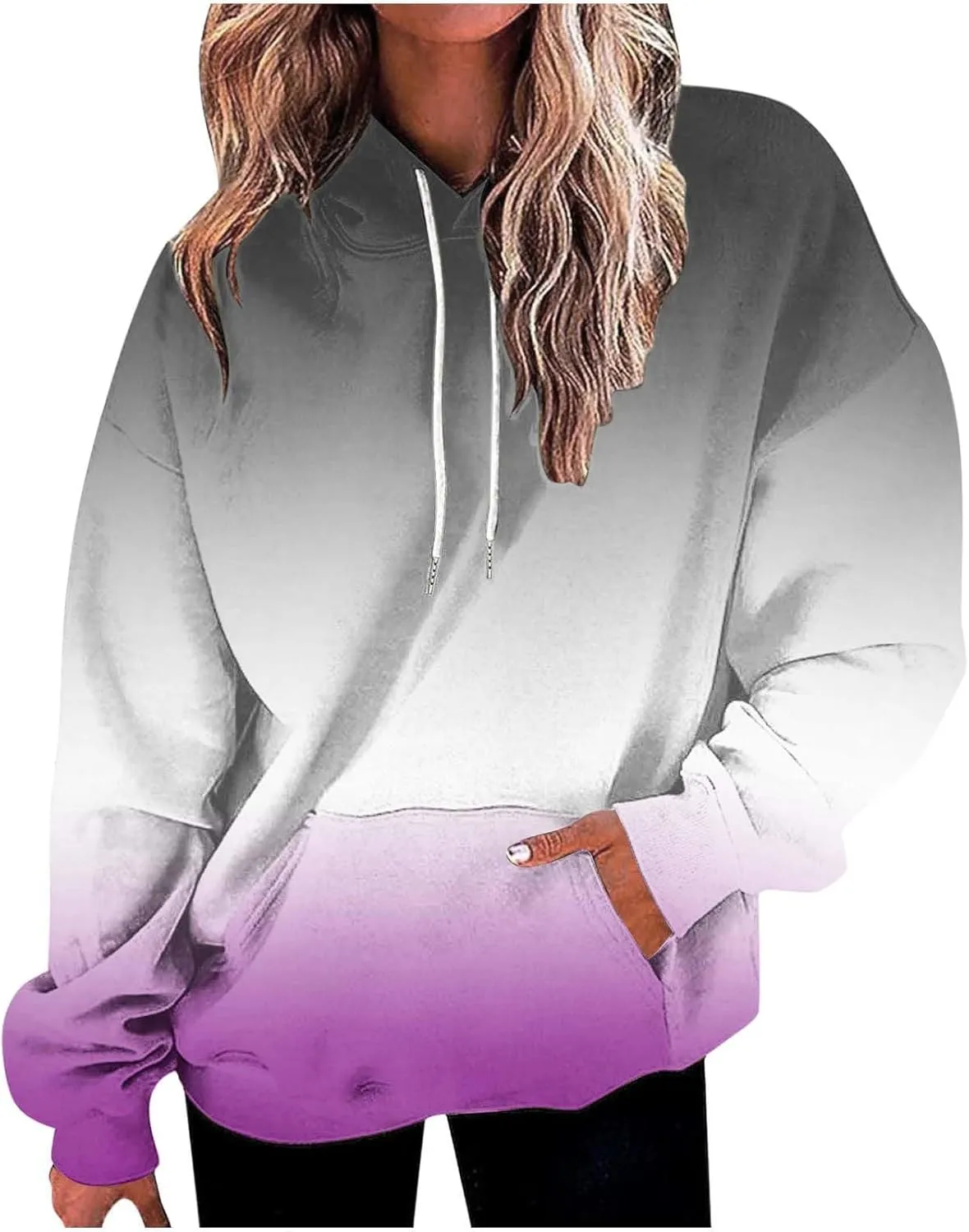 Womens Oversized Sweatshirts Tie Dye Hoodie Sweater Top 2023 Fashion Long Sleeve Pullover with Kangaroo Pockets