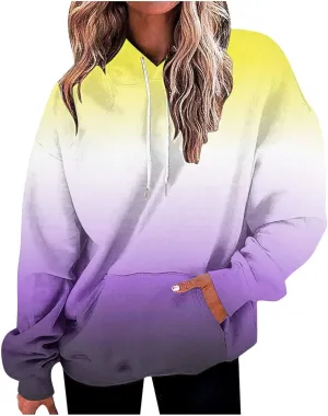 Womens Oversized Sweatshirts Tie Dye Hoodie Sweater Top 2023 Fashion Long Sleeve Pullover with Kangaroo Pockets