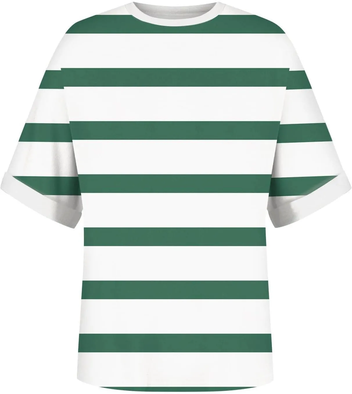 Women's Oversized T Shirts 2024 Stripe Printed Crewneck Tops Short Sleeve Loose Basic Tee Trendy Summer Clothing