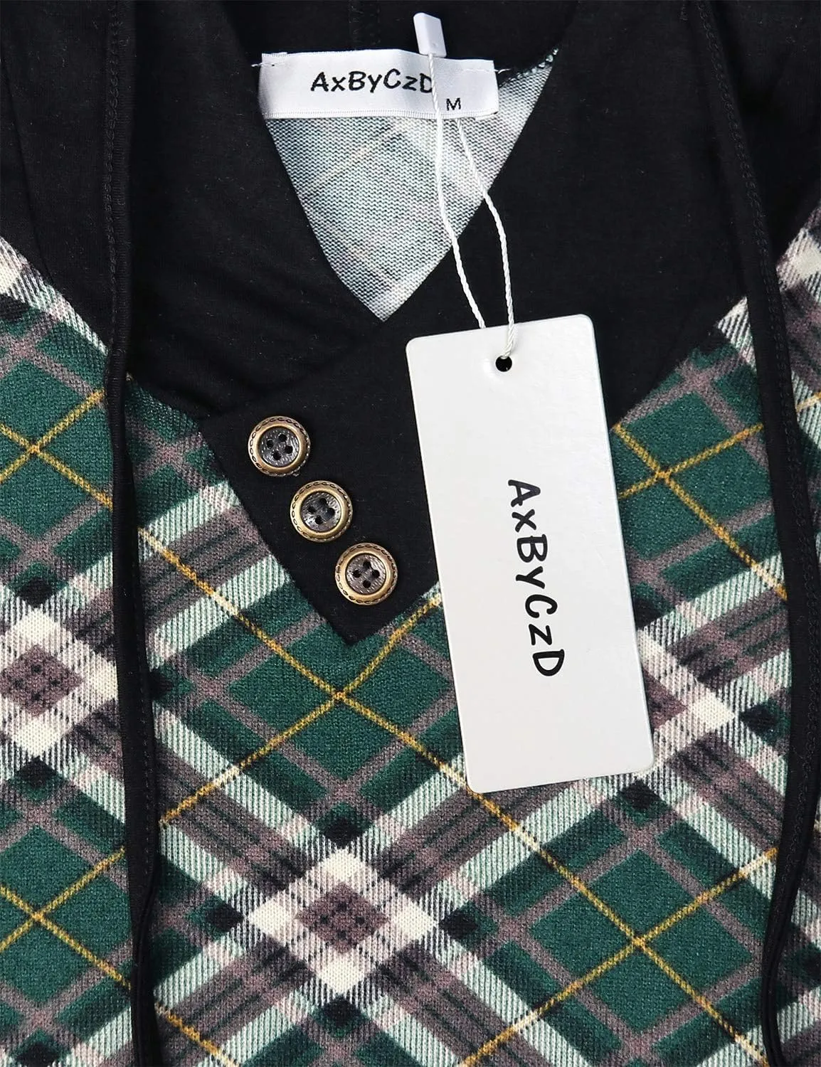 Womens Plaid Sweatshirt Long Sleeve Color Block Hoodies with Kangaroo Pocket
