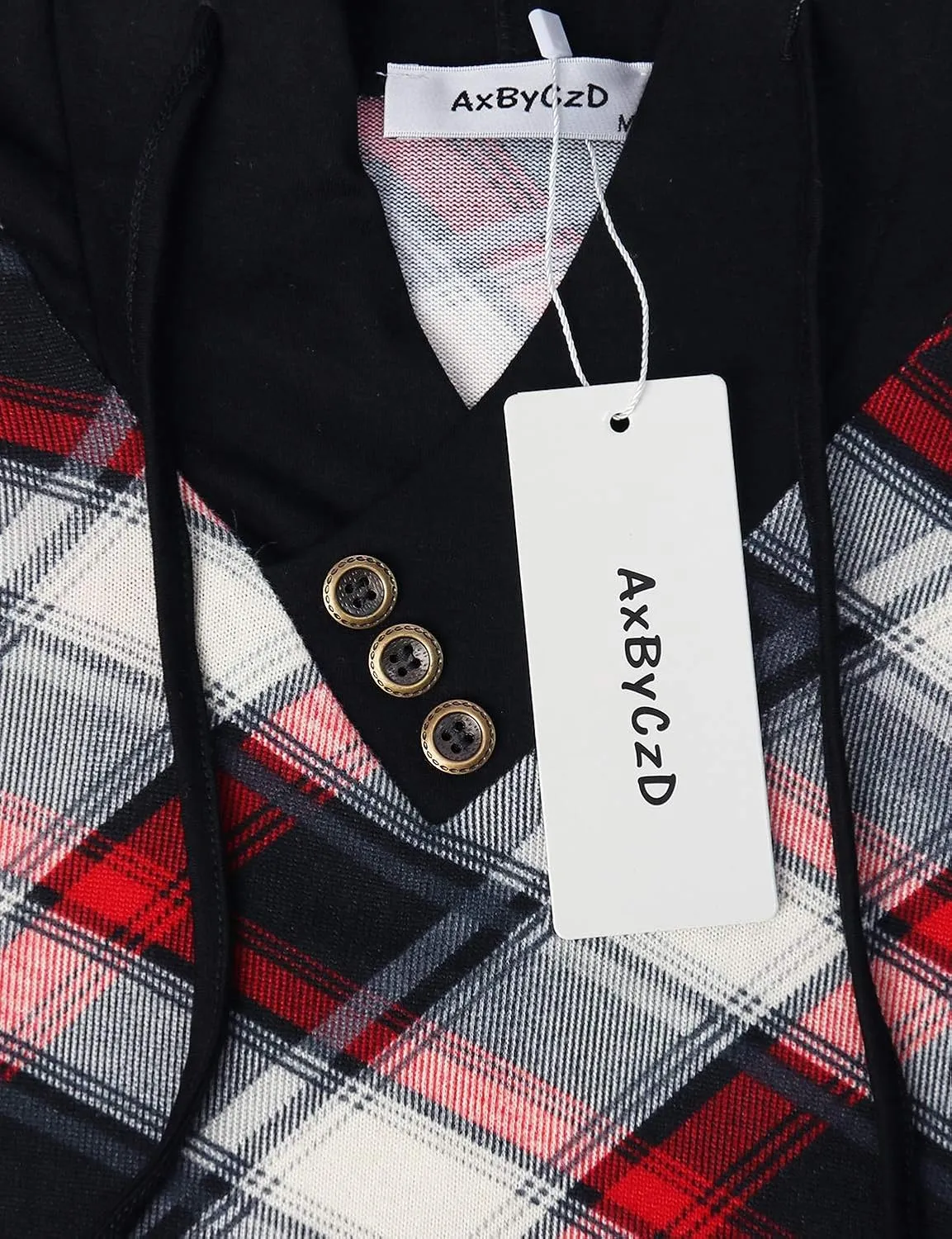 Womens Plaid Sweatshirt Long Sleeve Color Block Hoodies with Kangaroo Pocket