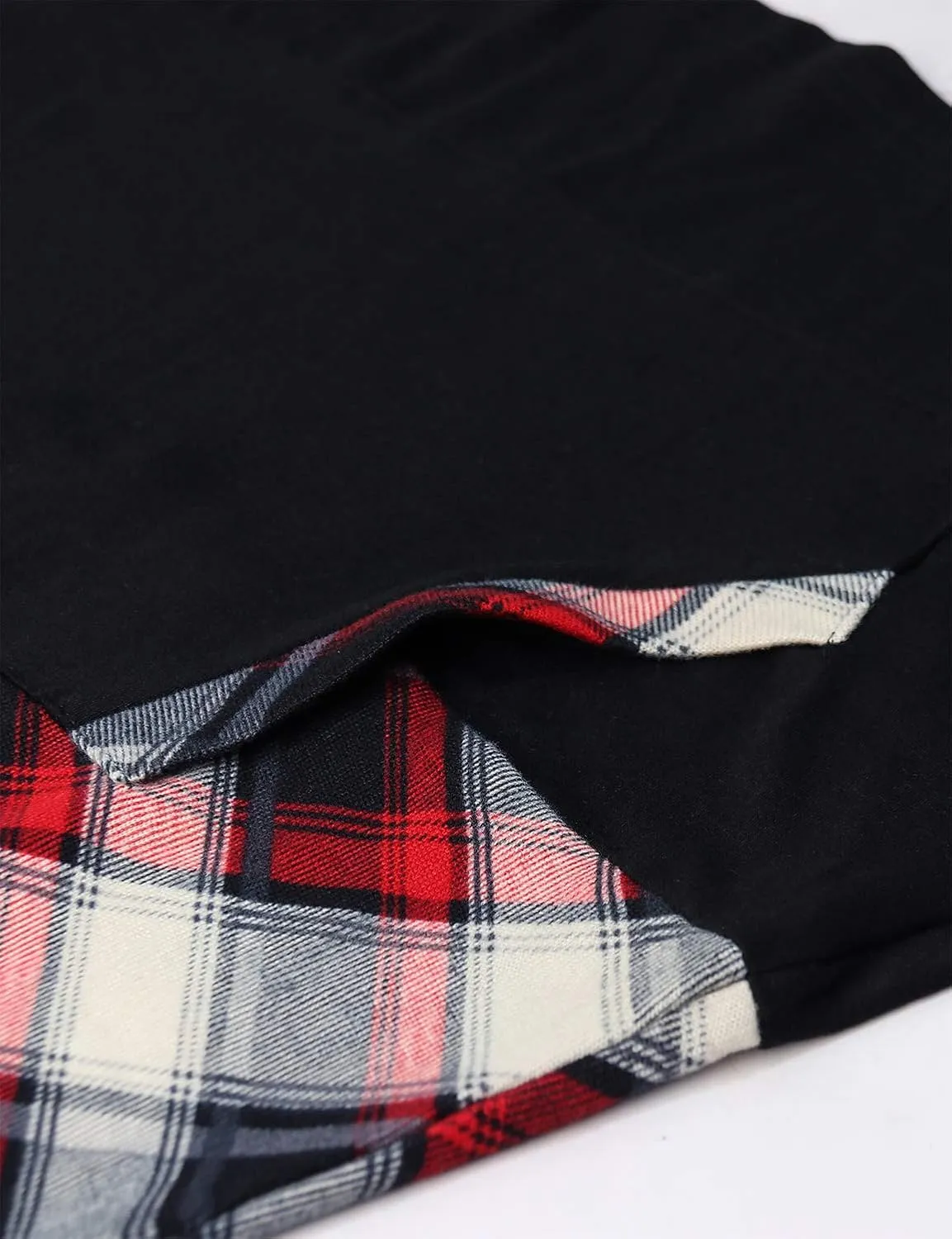 Womens Plaid Sweatshirt Long Sleeve Color Block Hoodies with Kangaroo Pocket