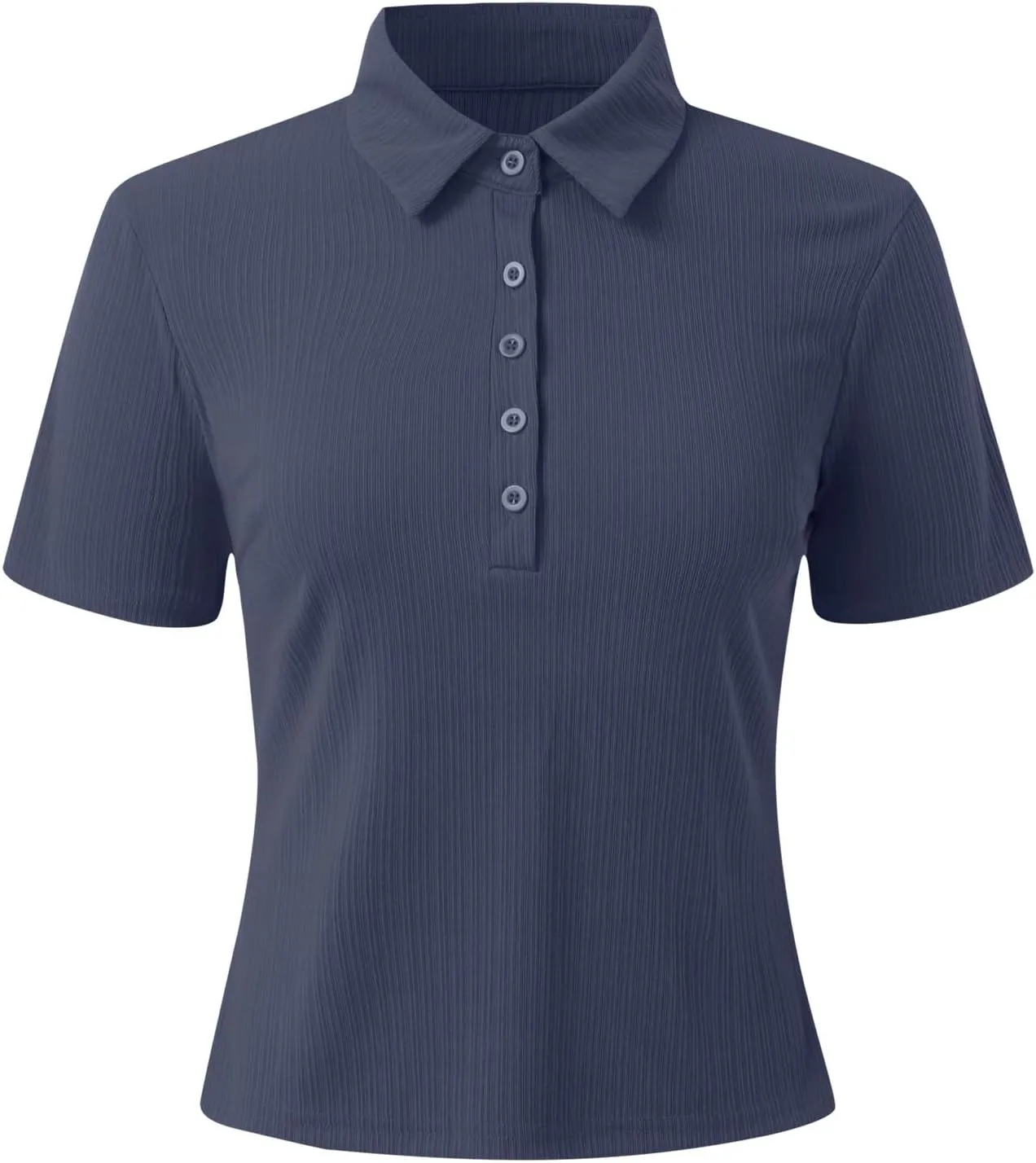 Womens Polo Shirts Fashion Short Sleeve V Neck T Shirt Slim Fitted Ribbed Knit Casual Tee Tops Summer Business Tshirt