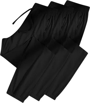 Women's Quick-Drying Sweatpants Summer Ice Silk Trousers Breathable Sports Stretch Straight Pants with Pockets