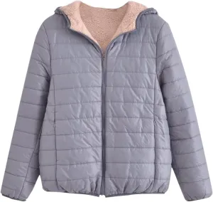 Women's Quilted Winter Coats 2024 Winter Short Hooded Warm Padded Puffer Jacket Fleece Lined Down Jacket with Pockets