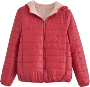 Women's Quilted Winter Coats Winter Short Hooded Warm Padded Fleece Lined Puffer Jackets Down Jackets with Pockets
