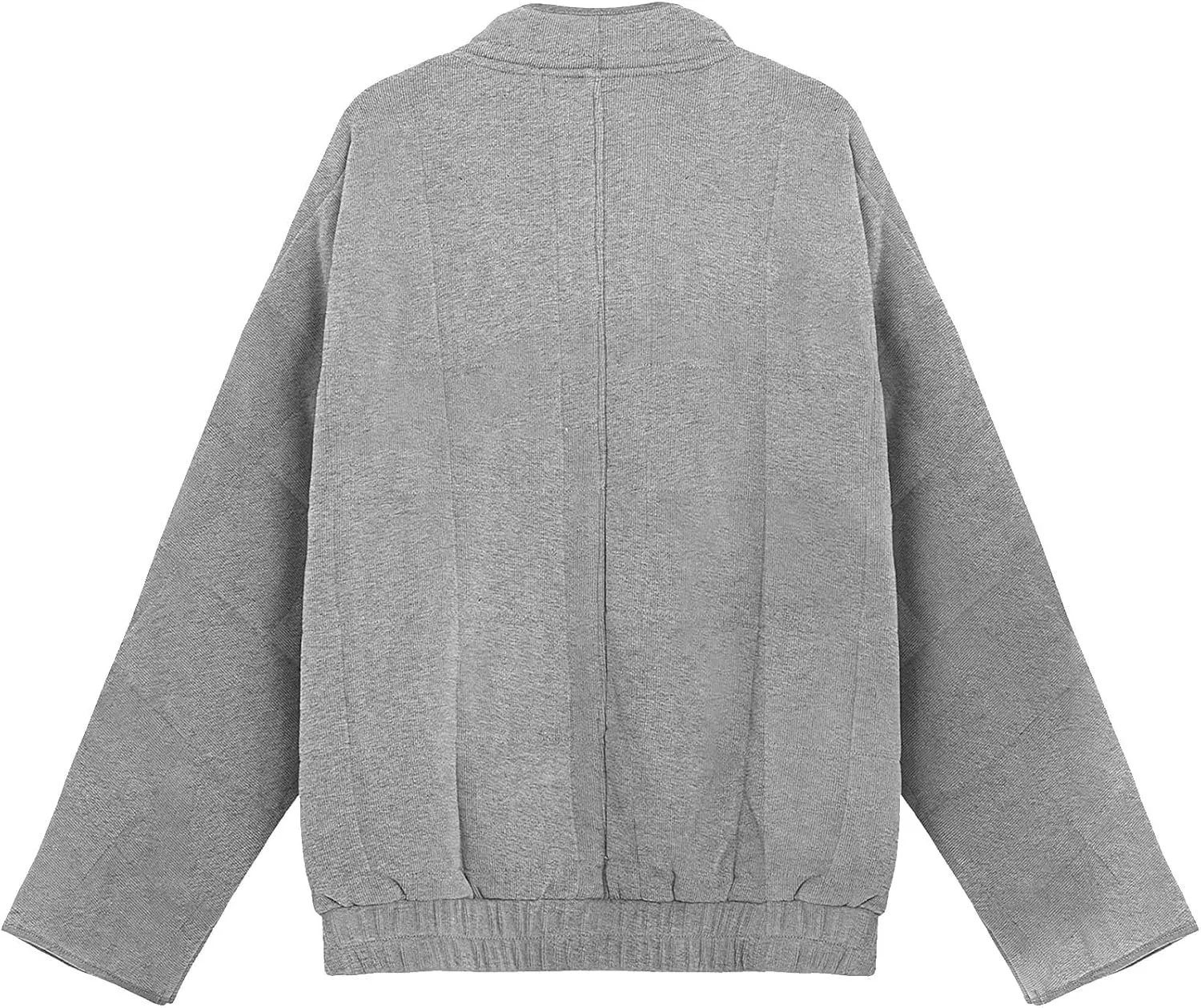 Women's Solid Color Stand Jacket Loose Fit Sherpa Lined Fleece Quilted Jacket Windproof Winter Tweed Coat with Pocket