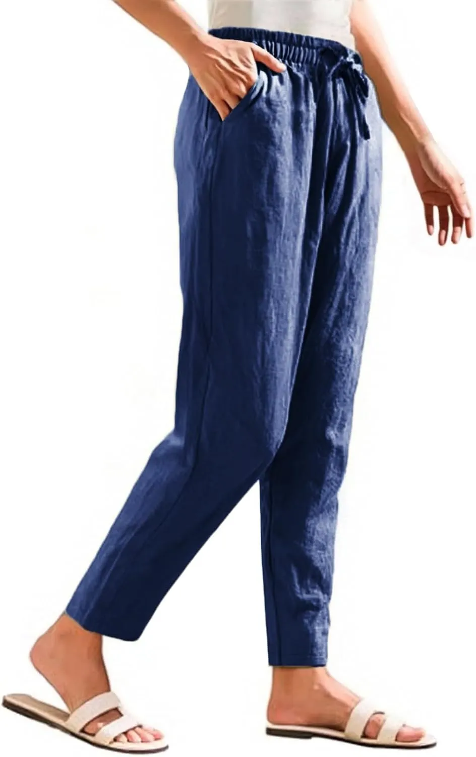Womens Sweatpants, Peasant Pants Casual Straight Leg Plus Size Linen Lounge Stretchy