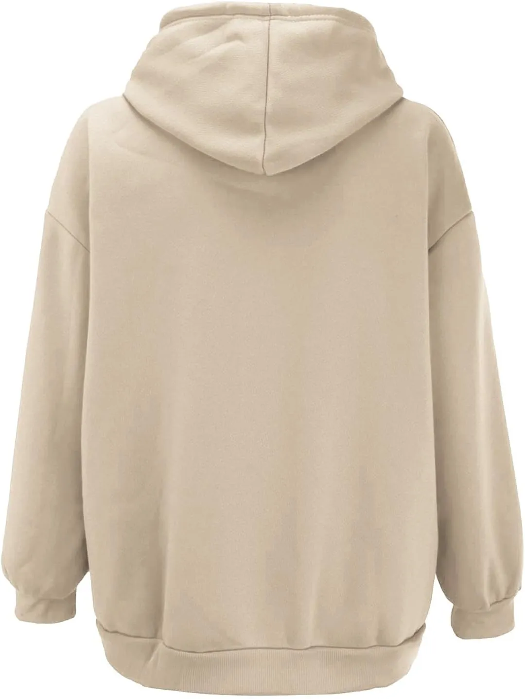Women's Sweatshirt Full-Zip Hoodie Ladies Women Hooded Print Round Neck Long Sleeve Sweatshirt Tops Drop Shoulder