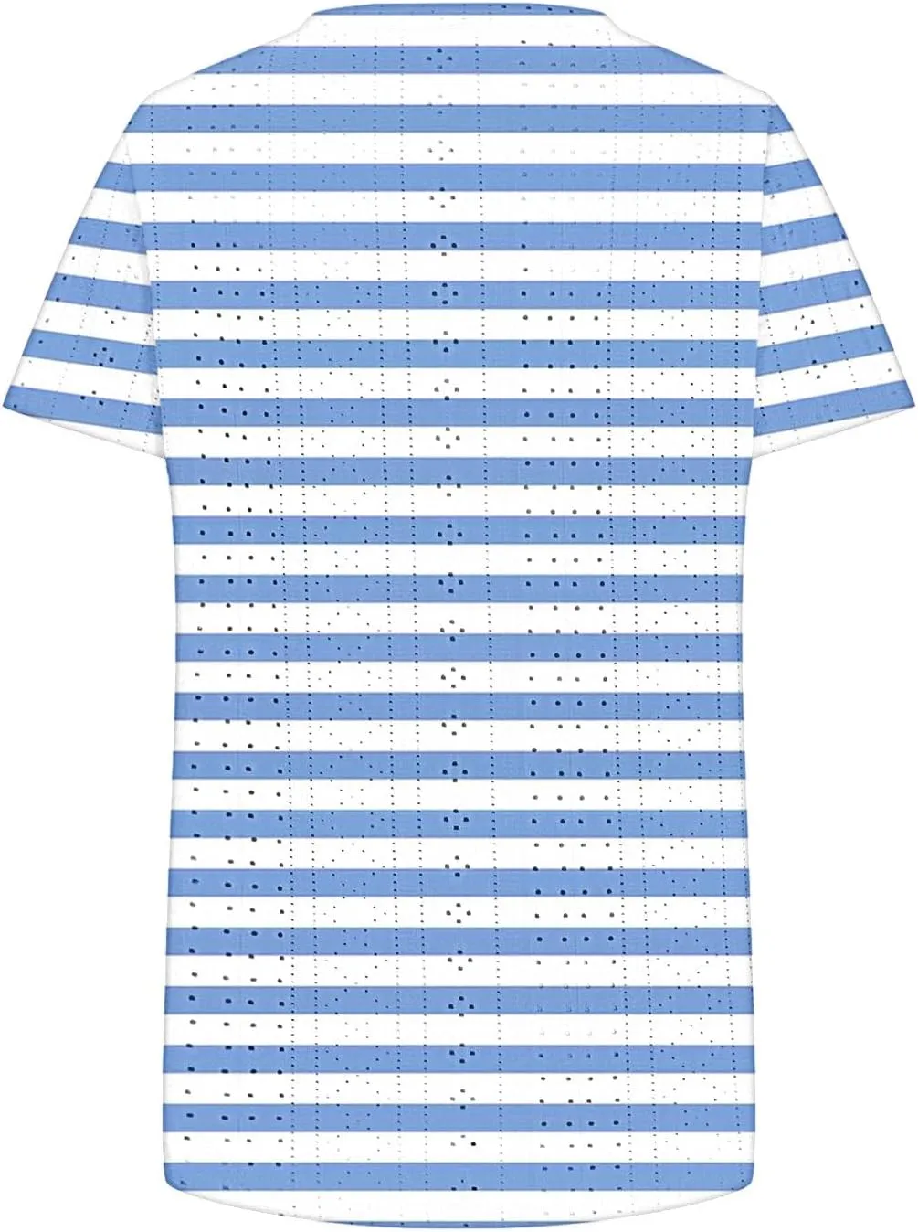 Women's T-Shirt Striped Deep V Neck Blouses Short Sleeve Shirt Hollow Eyelet Breathable Tops Summer Loose Outfit