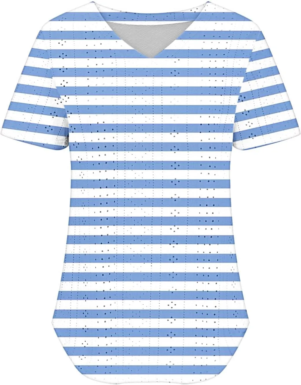 Women's T-Shirt Striped Deep V Neck Blouses Short Sleeve Shirt Hollow Eyelet Breathable Tops Summer Loose Outfit