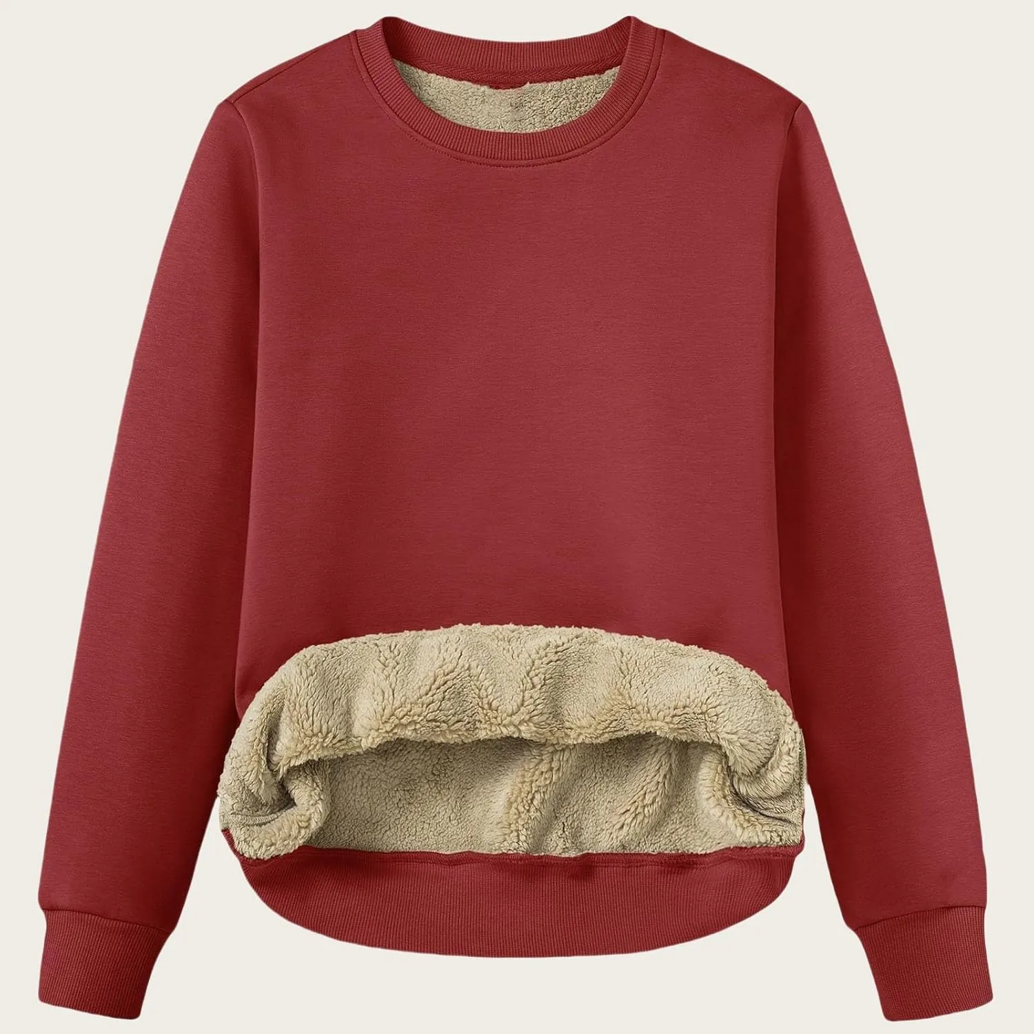 Womens Winter Warm Fleece Sherpa Lined Sweatshirts Casual Crewneck Long Sleeve Pullover Sweatshirt Clothes Tops