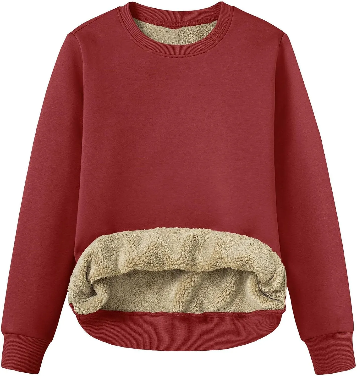 Womens Winter Warm Fleece Sherpa Lined Sweatshirts Casual Crewneck Long Sleeve Pullover Sweatshirt Clothes Tops