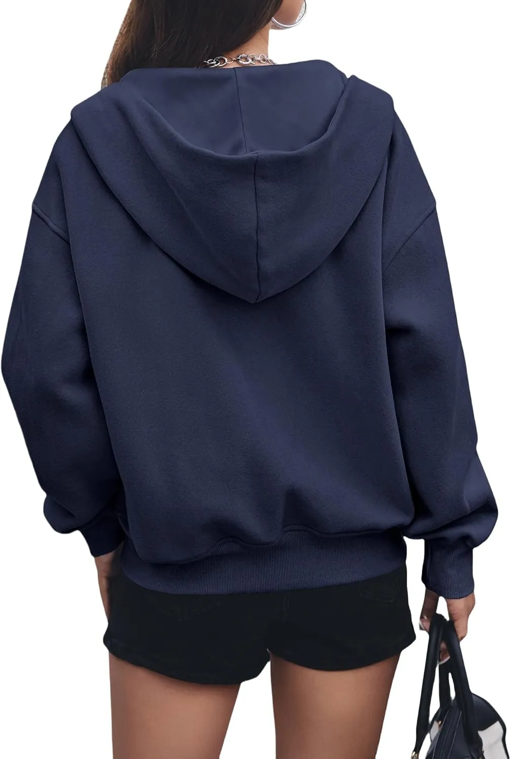 Womens Zip Up Hoodies Jacket Cropped Long Sleeve Hooded Sweatshirt Casual Comfy Coat Winter Clothes 2024