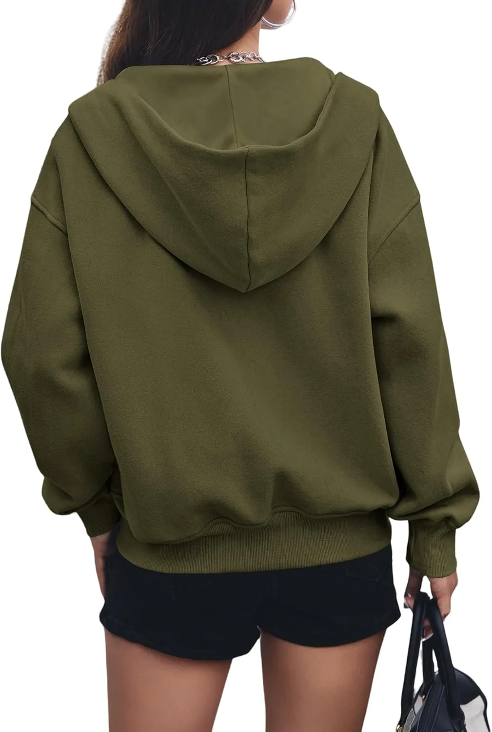Womens Zip Up Hoodies Jacket Cropped Long Sleeve Hooded Sweatshirt Casual Comfy Coat Winter Clothes 2024