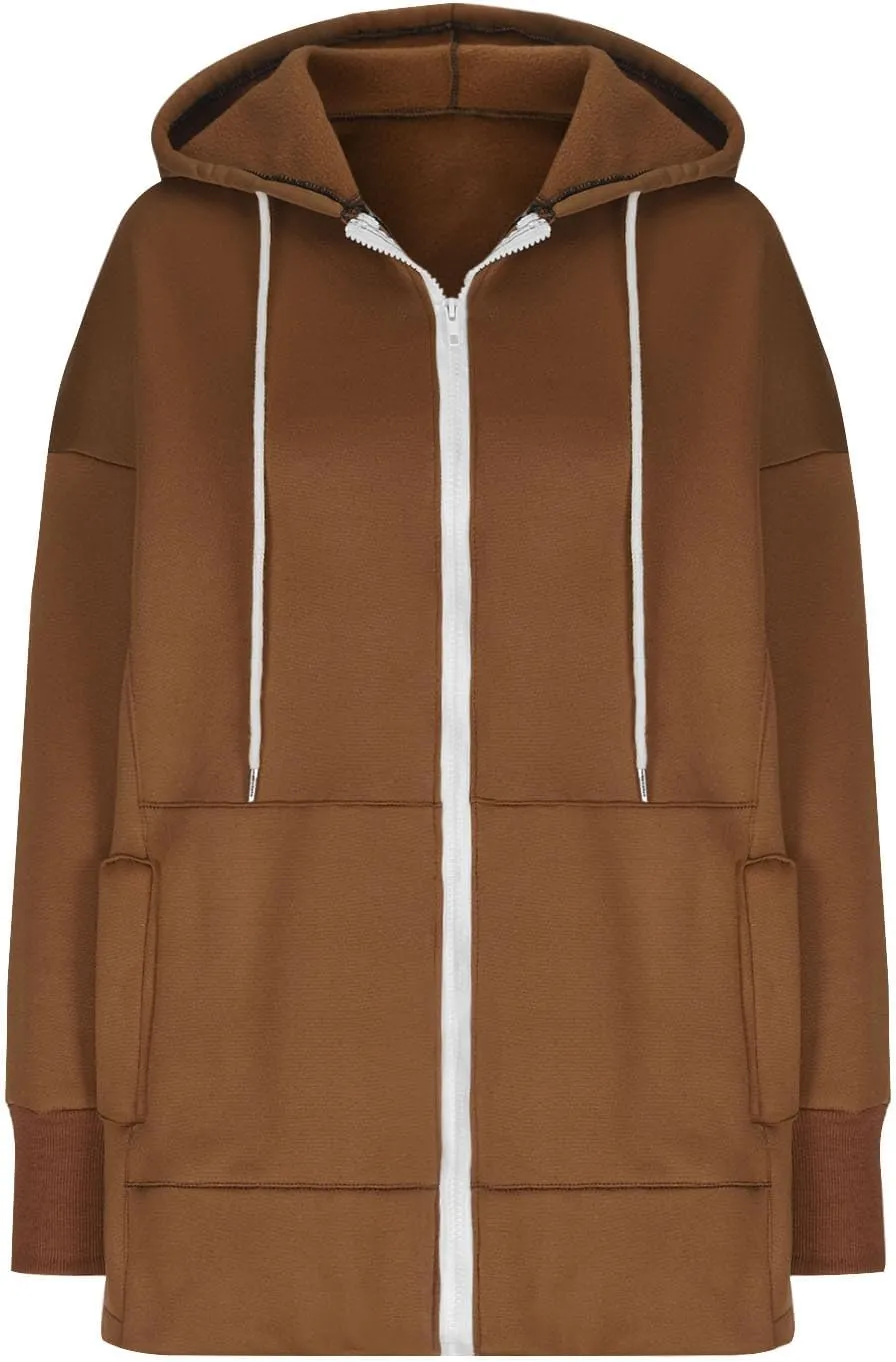 Womens Zip Up Hoodies Sweatshirts Fall Fashion Outfits 2024 Casual Long Sleeve Drawstring Loose Jackets with Pockets