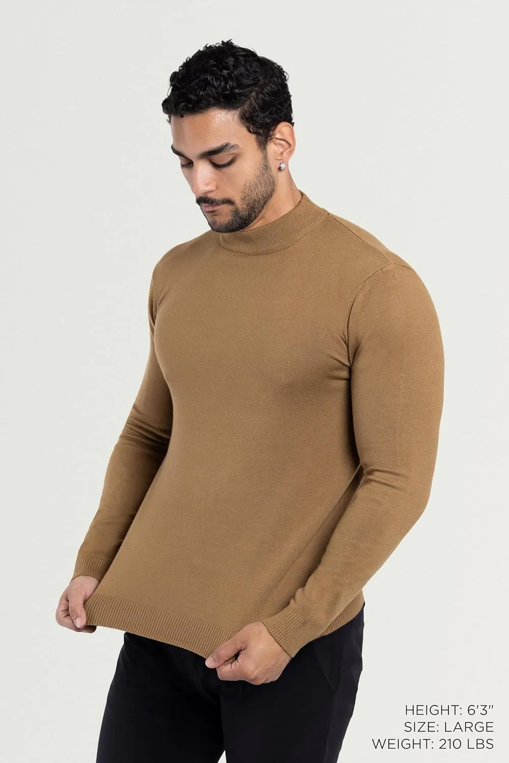 X RAY Mens Mock Neck Sweater, Soft Slim Fit Pullover Top, Basic Mock Neck Sweater for Men