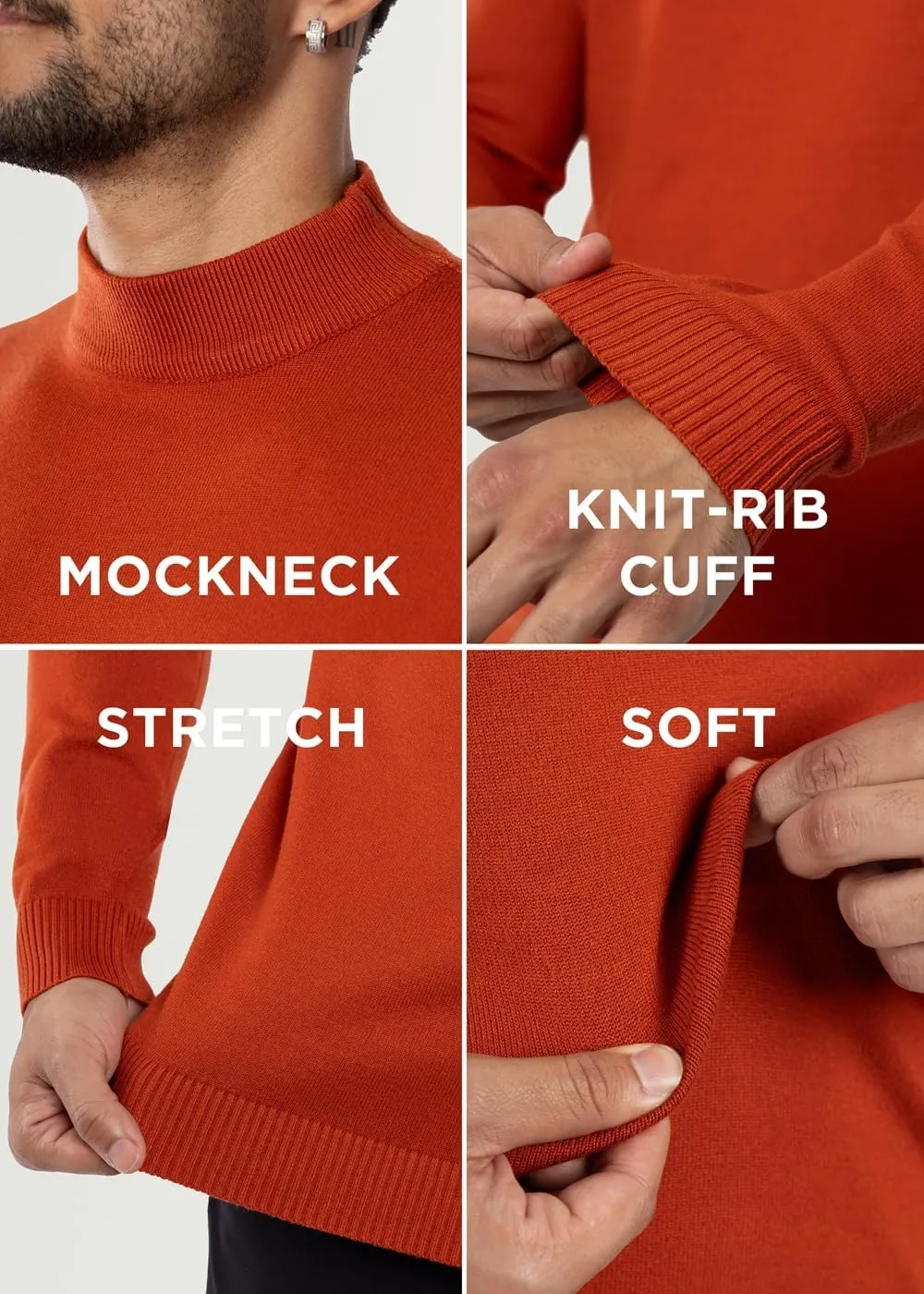 X RAY Mens Mock Neck Sweater, Soft Slim Fit Pullover Top, Basic Mock Neck Sweater for Men