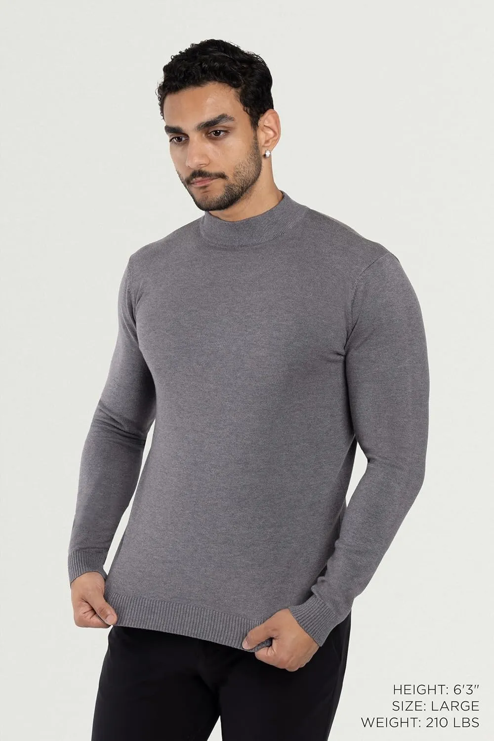 X RAY Mens Mock Neck Sweater, Soft Slim Fit Pullover Top, Basic Mock Neck Sweater for Men