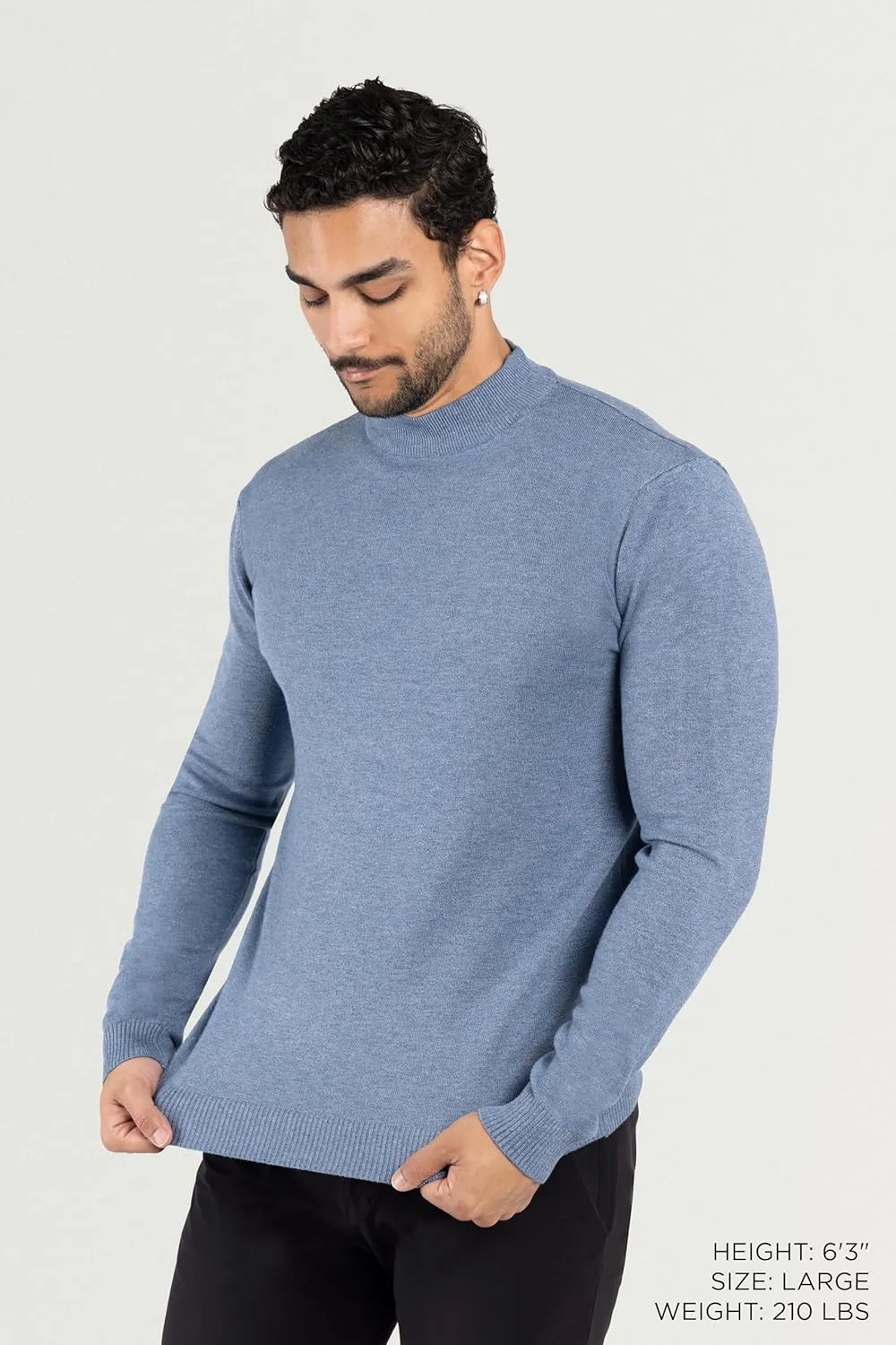 X RAY Mens Mock Neck Sweater, Soft Slim Fit Pullover Top, Basic Mock Neck Sweater for Men