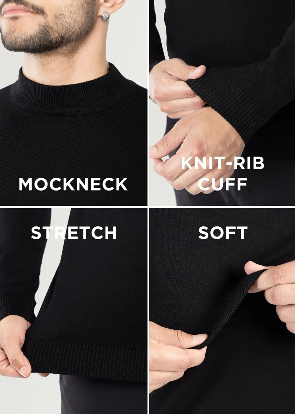 X RAY Mens Mock Neck Sweater, Soft Slim Fit Pullover Top, Basic Mock Neck Sweater for Men