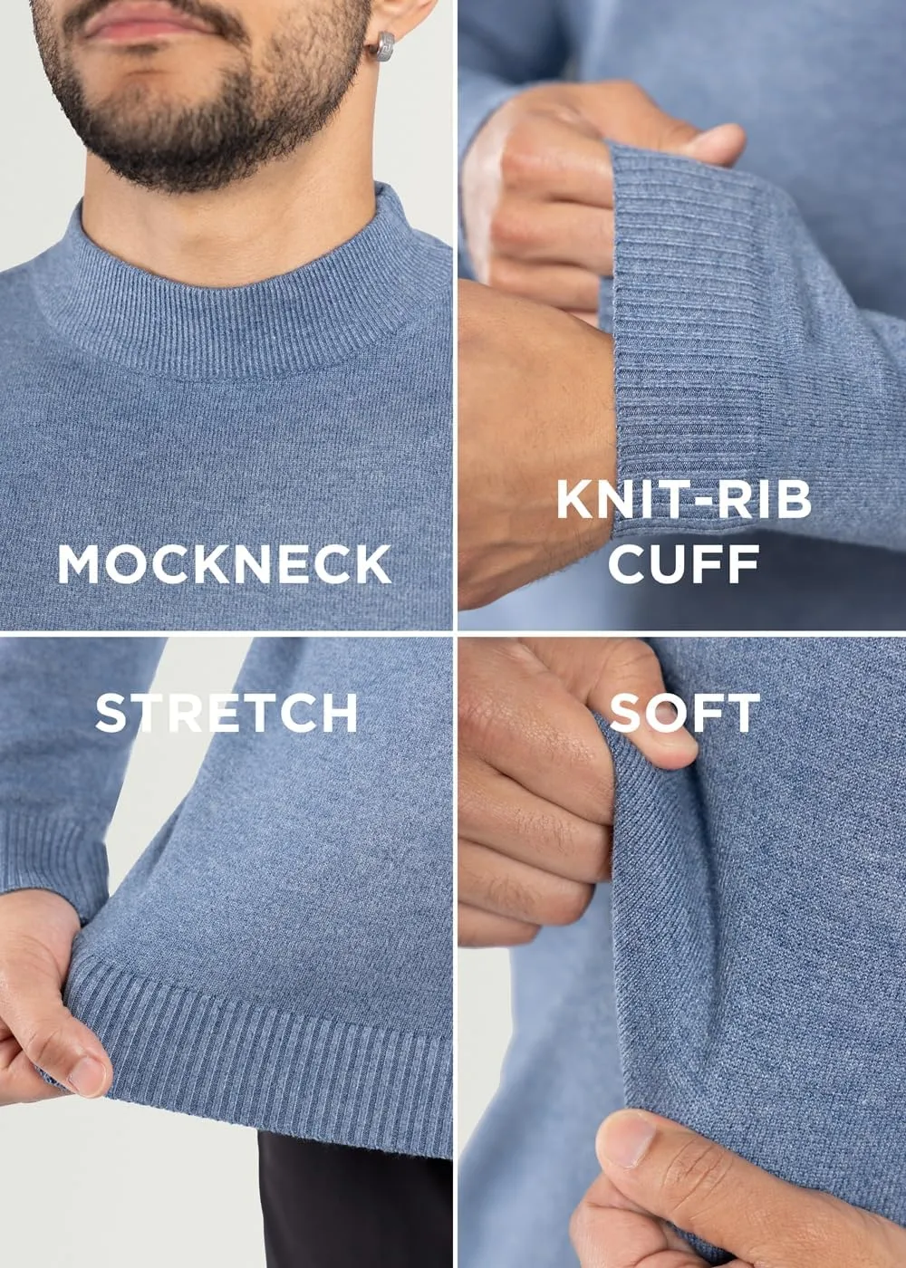 X RAY Mens Mock Neck Sweater, Soft Slim Fit Pullover Top, Basic Mock Neck Sweater for Men
