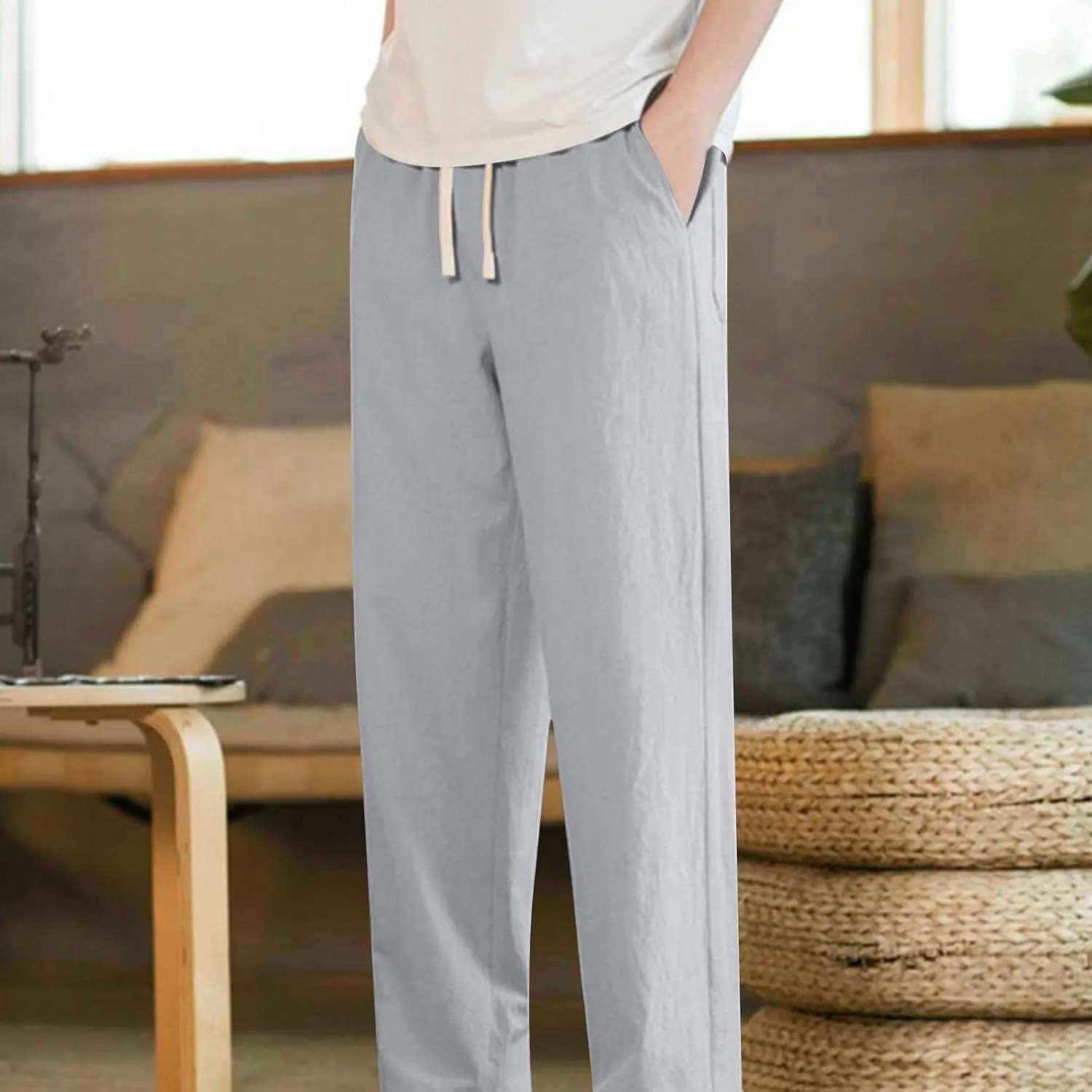 Xiaojmake Casual Sweat Pants for Men Cotton Japanese Pants Elastic Waist Comfy Beach Yoga Running Trousers Summer Joggers