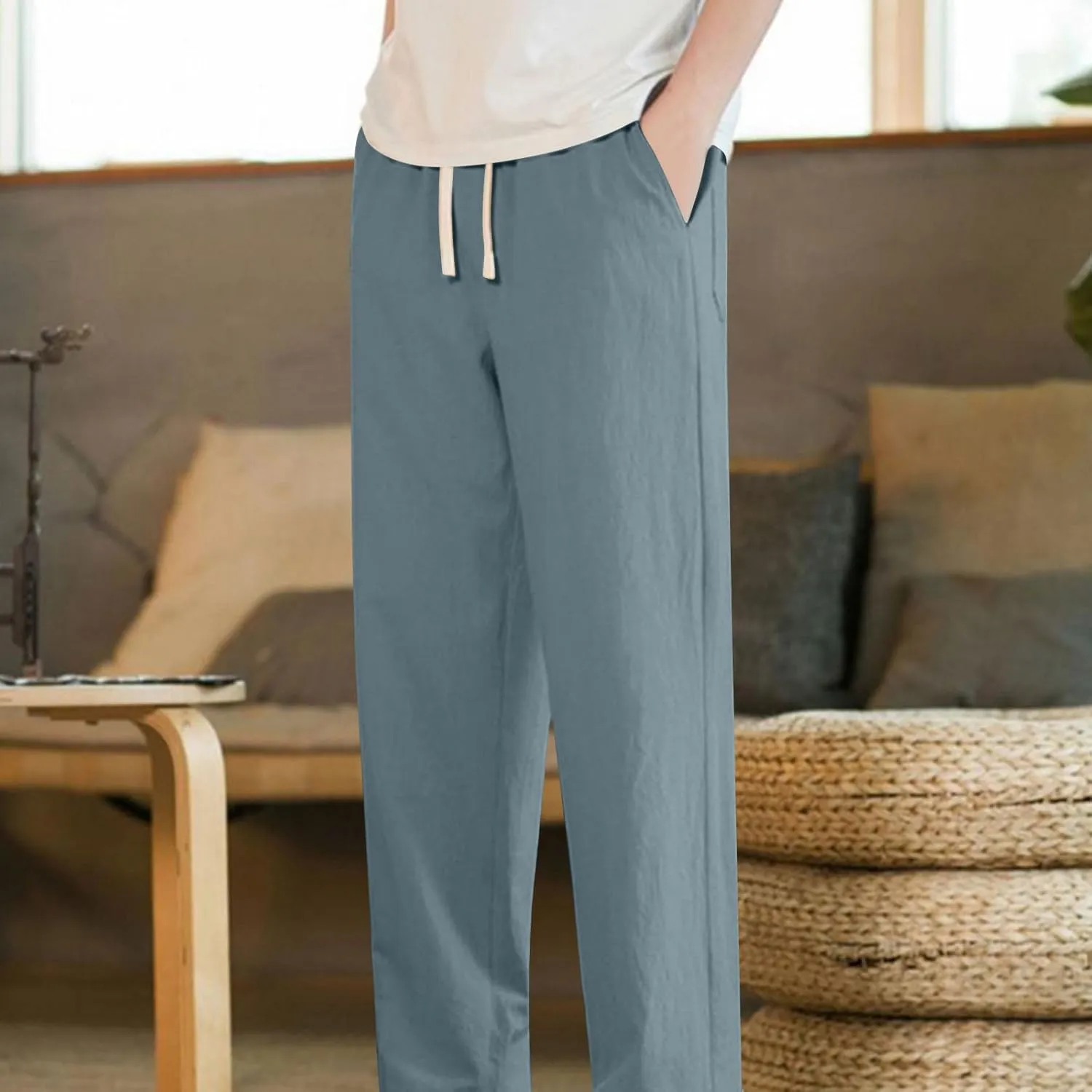 Xiaojmake Casual Sweat Pants for Men Cotton Japanese Pants Elastic Waist Comfy Beach Yoga Running Trousers Summer Joggers