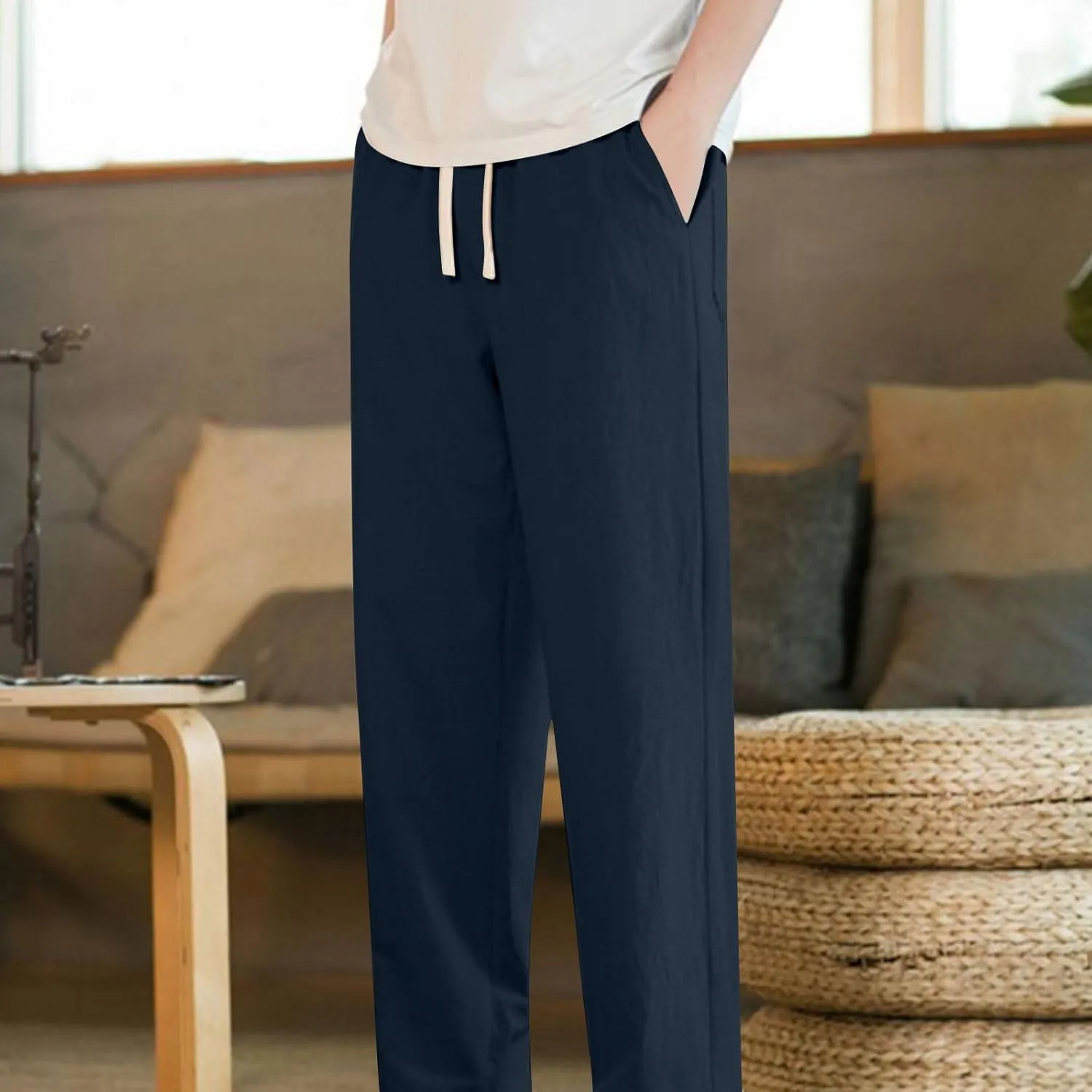 Xiaojmake Casual Sweat Pants for Men Cotton Japanese Pants Elastic Waist Comfy Beach Yoga Running Trousers Summer Joggers