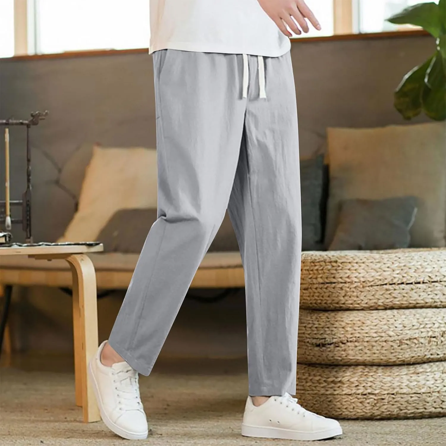 Xiaojmake Casual Sweat Pants for Men Cotton Japanese Pants Elastic Waist Comfy Beach Yoga Running Trousers Summer Joggers