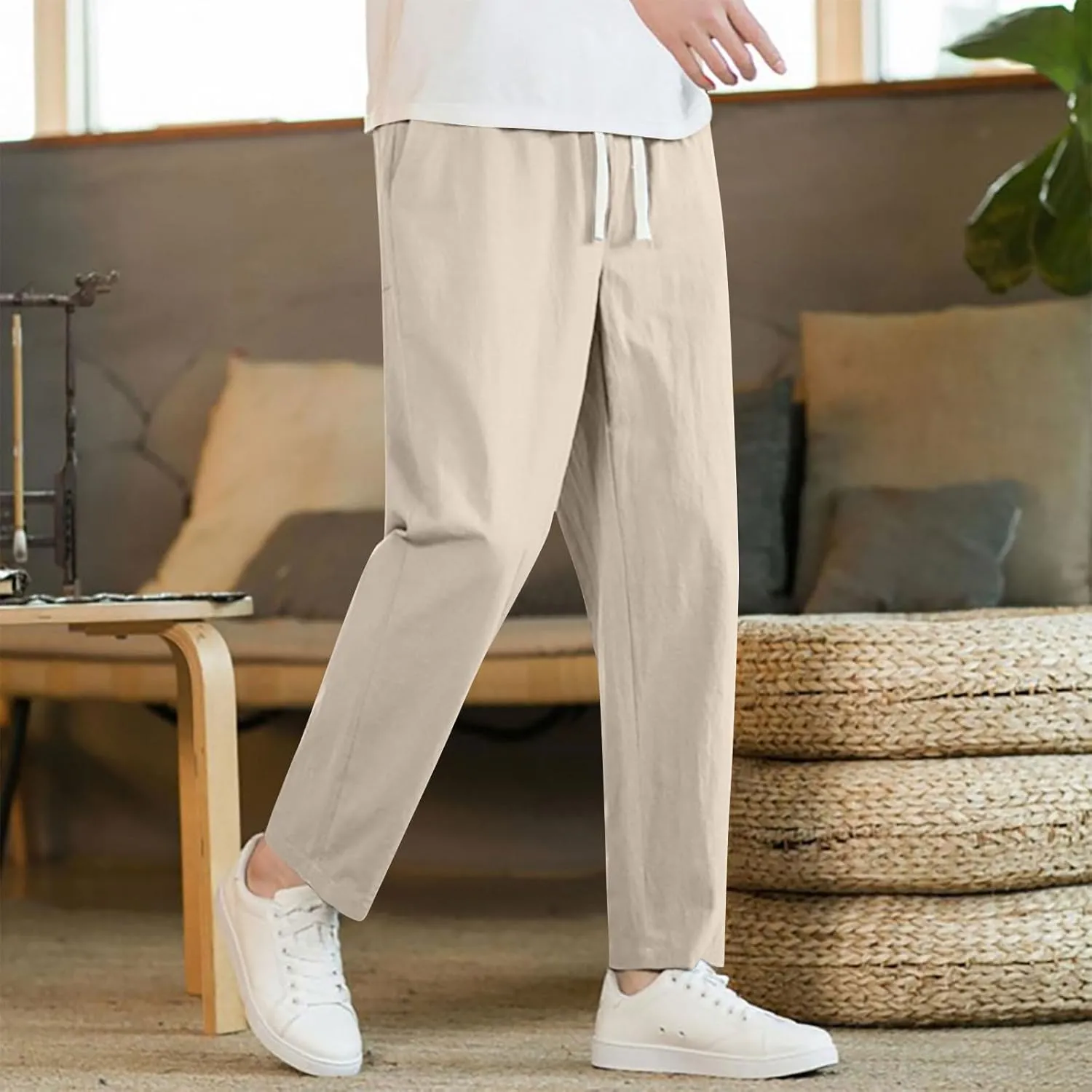 Xiaojmake Casual Sweat Pants for Men Cotton Japanese Pants Elastic Waist Comfy Beach Yoga Running Trousers Summer Joggers
