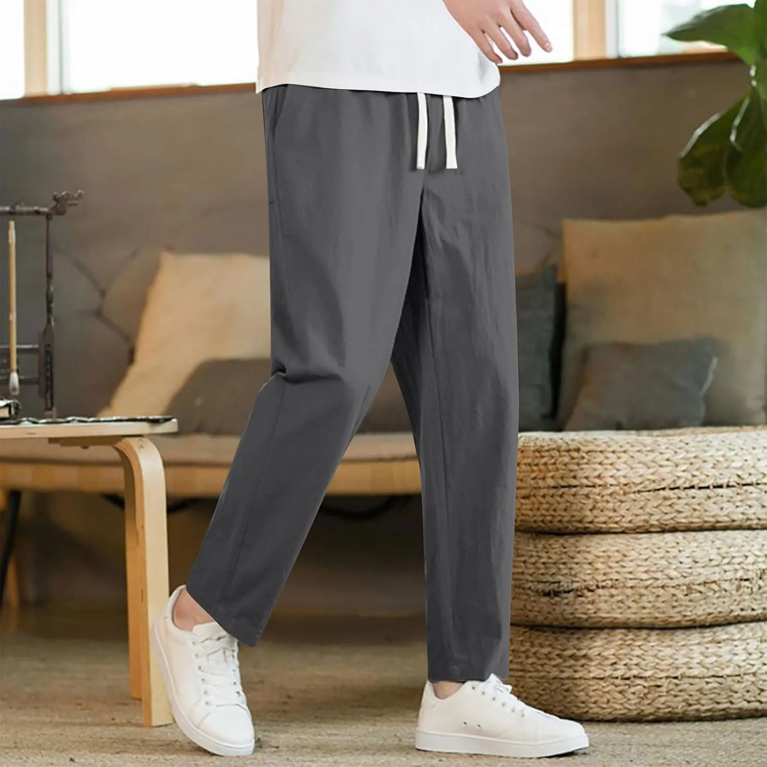 Xiaojmake Casual Sweat Pants for Men Cotton Japanese Pants Elastic Waist Comfy Beach Yoga Running Trousers Summer Joggers