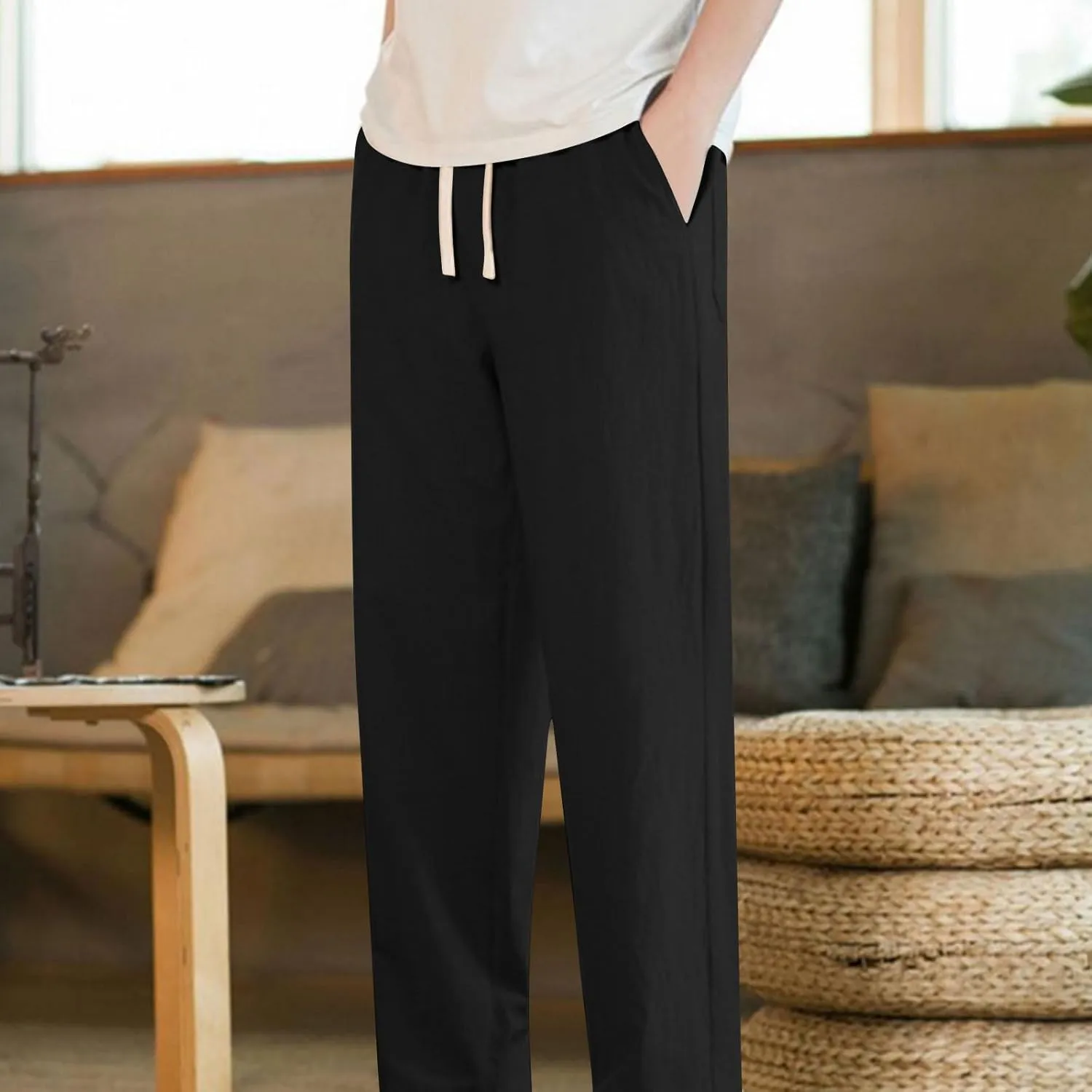 Xiaojmake Casual Sweat Pants for Men Cotton Japanese Pants Elastic Waist Comfy Beach Yoga Running Trousers Summer Joggers