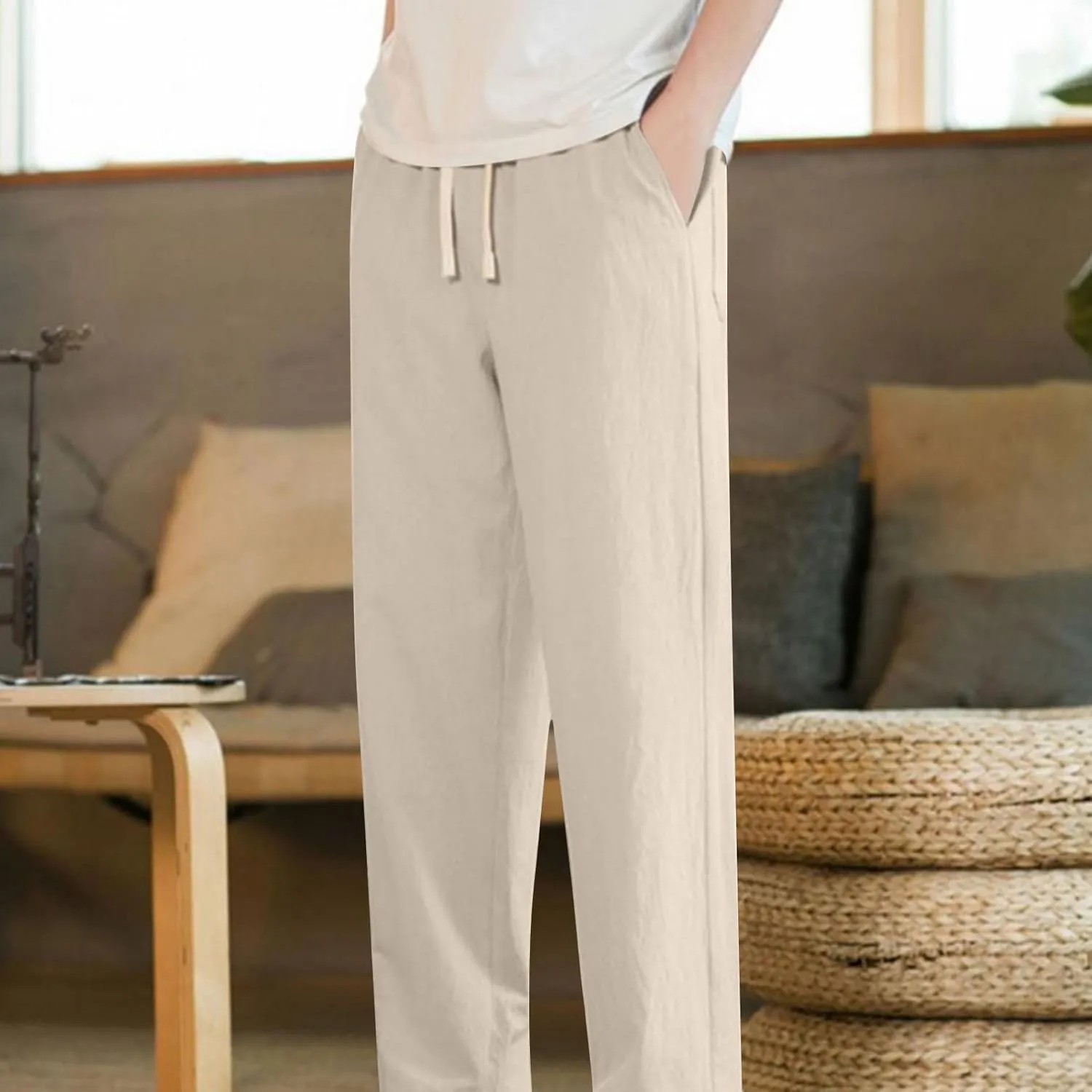Xiaojmake Casual Sweat Pants for Men Cotton Japanese Pants Elastic Waist Comfy Beach Yoga Running Trousers Summer Joggers