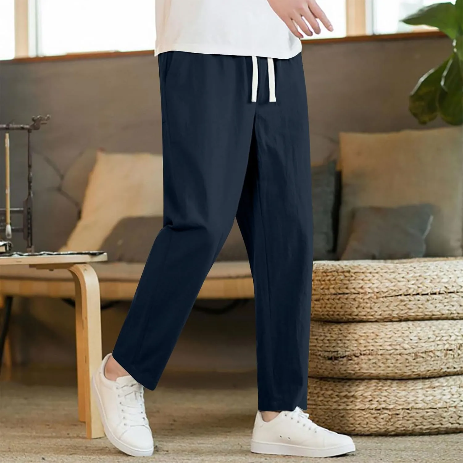 Xiaojmake Casual Sweat Pants for Men Cotton Japanese Pants Elastic Waist Comfy Beach Yoga Running Trousers Summer Joggers