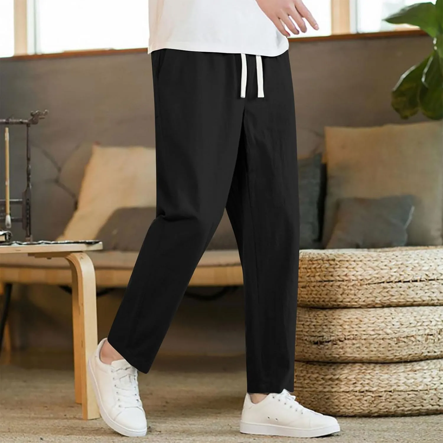 Xiaojmake Casual Sweat Pants for Men Cotton Japanese Pants Elastic Waist Comfy Beach Yoga Running Trousers Summer Joggers