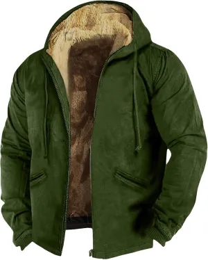 XIAXOGOOL Jackets For Men Oversized Thick Sherpa Lined Zipper Fleece Hoodie Sweatshirt Winter Warm Jacket Coat