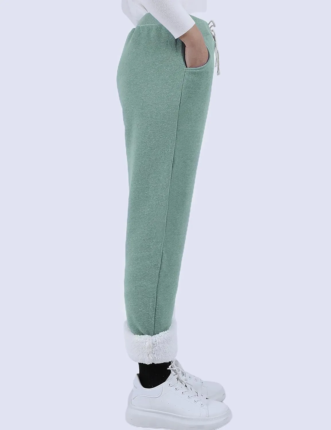 Yeokou Womens Sherpa Lined Sweatpants Winter Warm Fleece Joggers Casual Lounge Pants