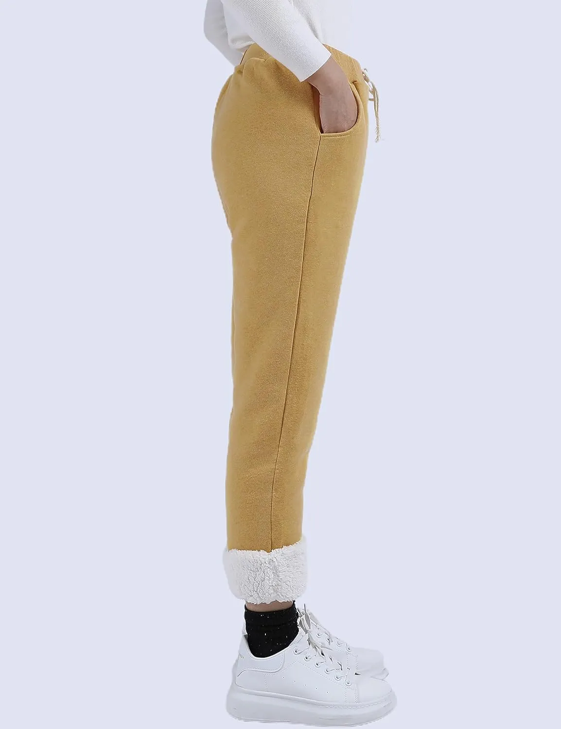Yeokou Womens Sherpa Lined Sweatpants Winter Warm Fleece Joggers Casual Lounge Pants