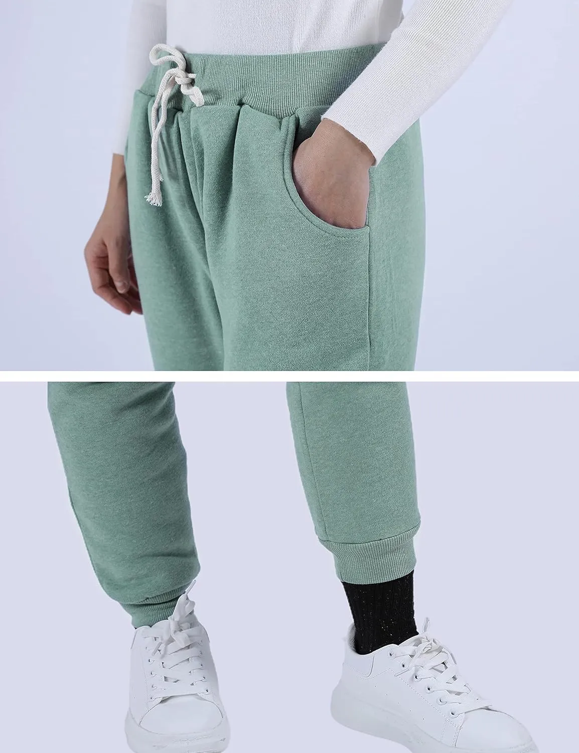 Yeokou Womens Sherpa Lined Sweatpants Winter Warm Fleece Joggers Casual Lounge Pants