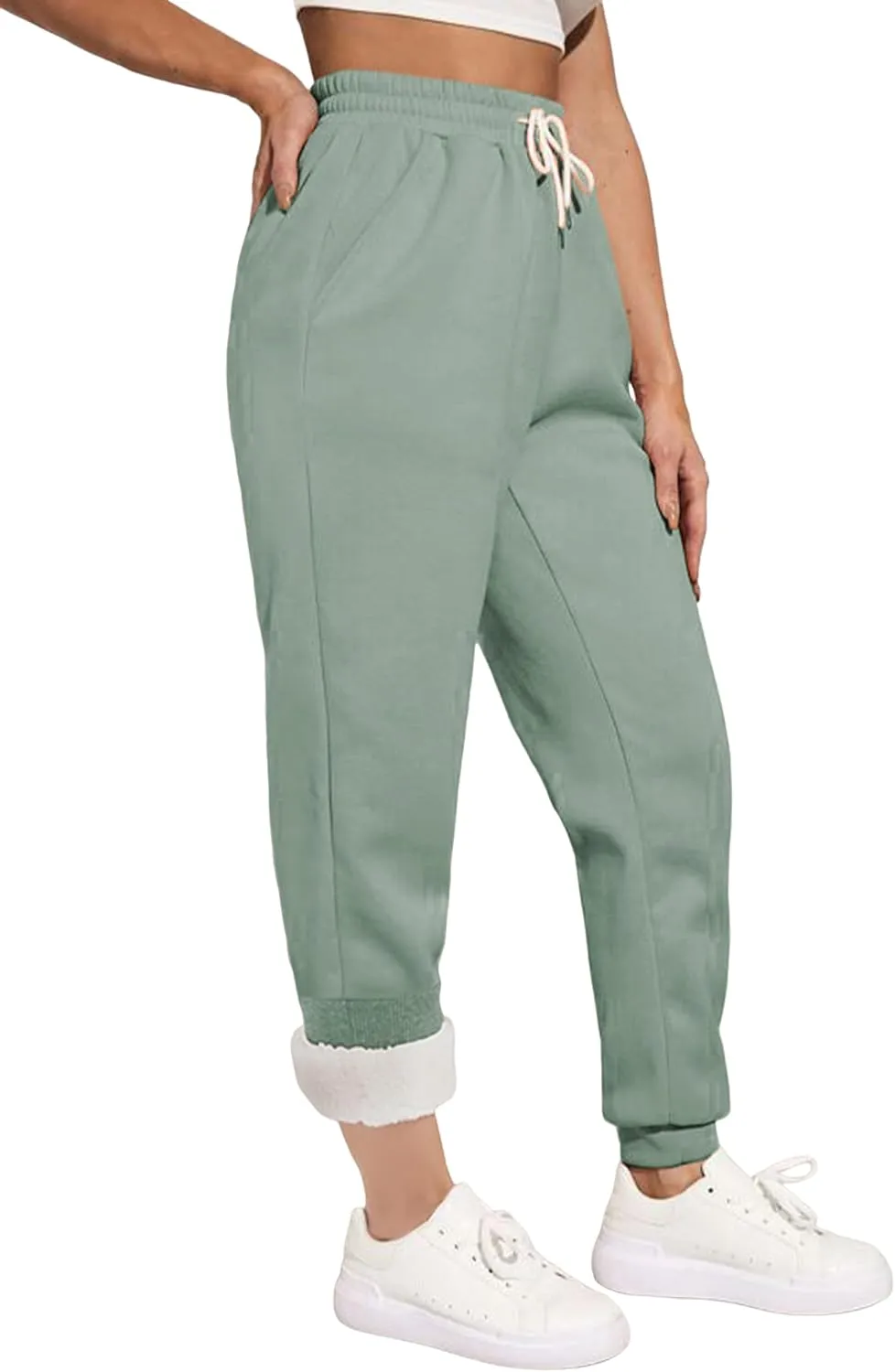 Yeokou Womens Sherpa Lined Sweatpants Winter Warm Fleece Joggers Casual Lounge Pants