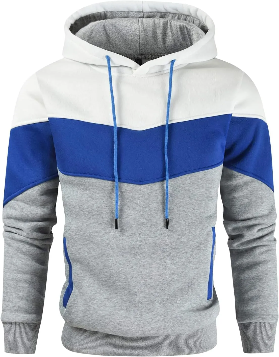 Ymosrh Mens Novelty Color Block Hoodies Pullover Long Sleeve Casual Workout Athletic Hooded Sweatshirt Hoodie, M-4XL